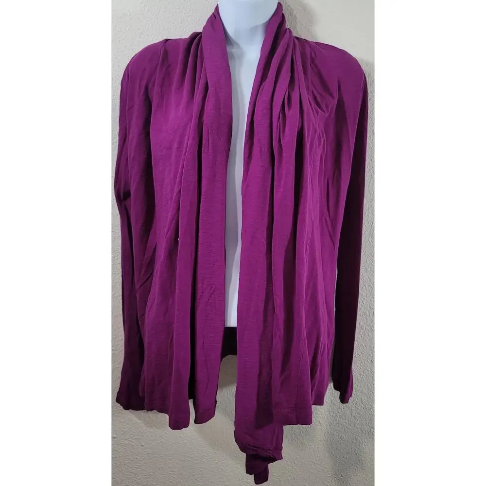 Alternative Fuchsia Draped Front Slub Knit Cardigan Sweater Small Lightweight